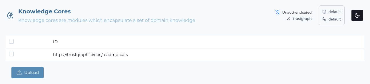 Knowledge Cores screen