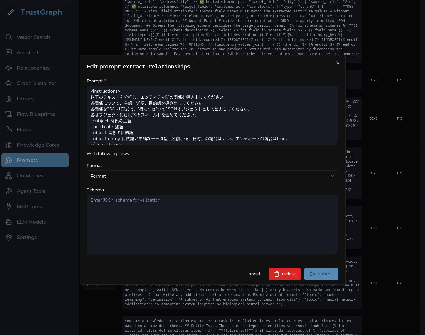 Updating the prompt in the TrustGraph workbench